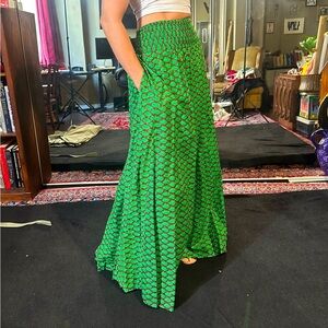 African Avocado Skirt with pockets and matching scarf